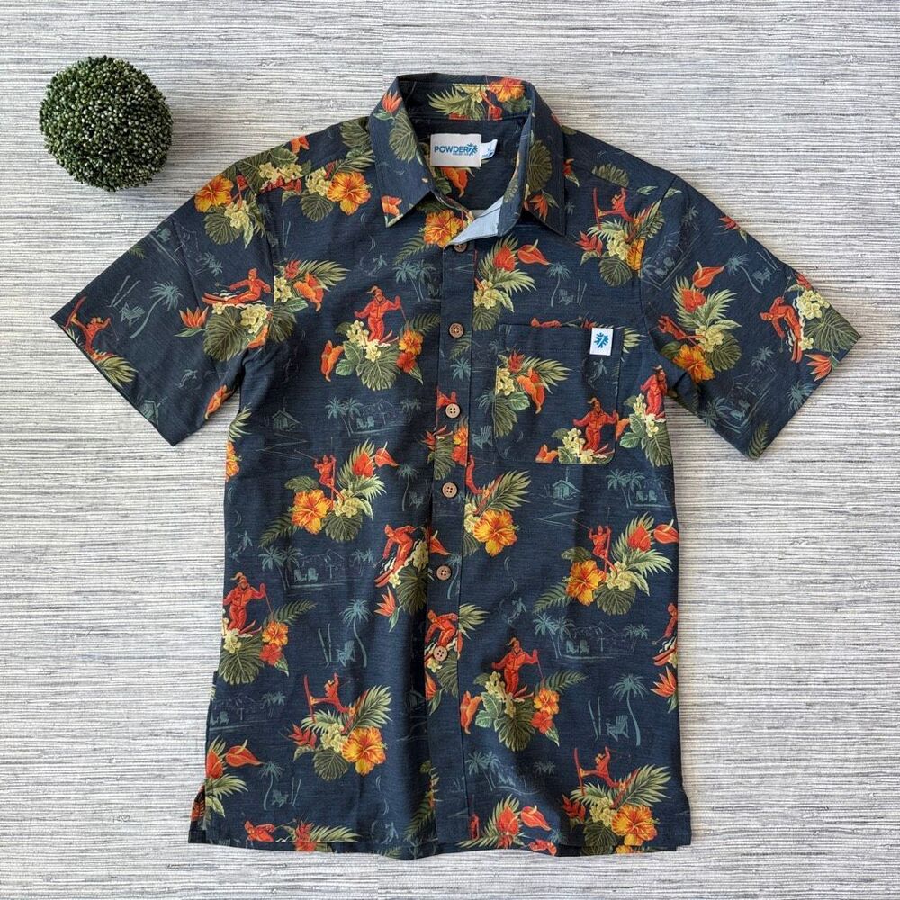 Powder7 Spring Fling Shinesty Button down Short Sleeve Camp Shirt Size XS